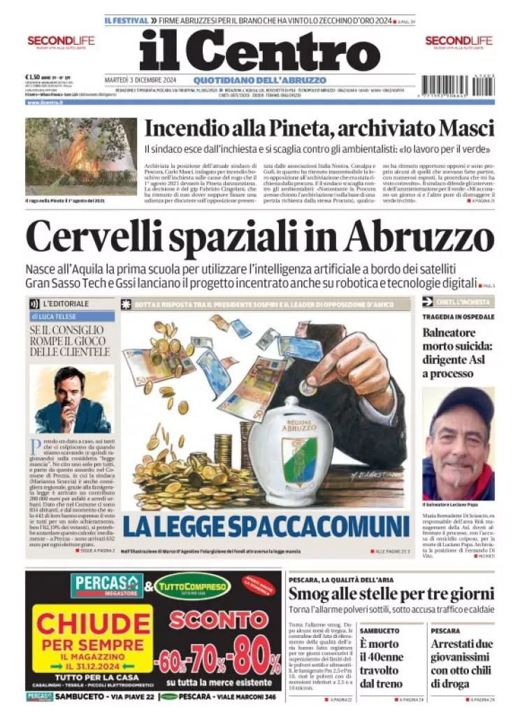 Prima-pagina-il centro-oggi-edizione-del-2024-12-03